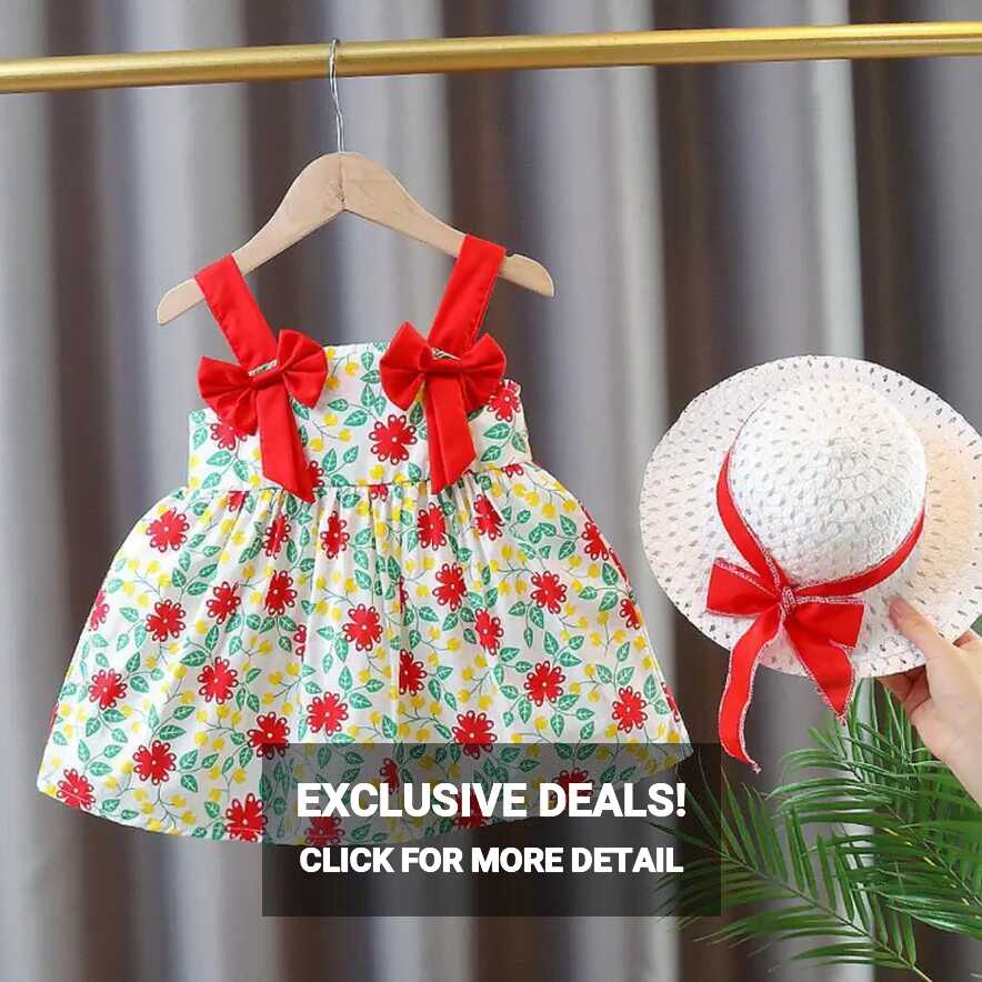 Summer Baby Girl Dresses Flower Bow Suspender Beach Dress ...