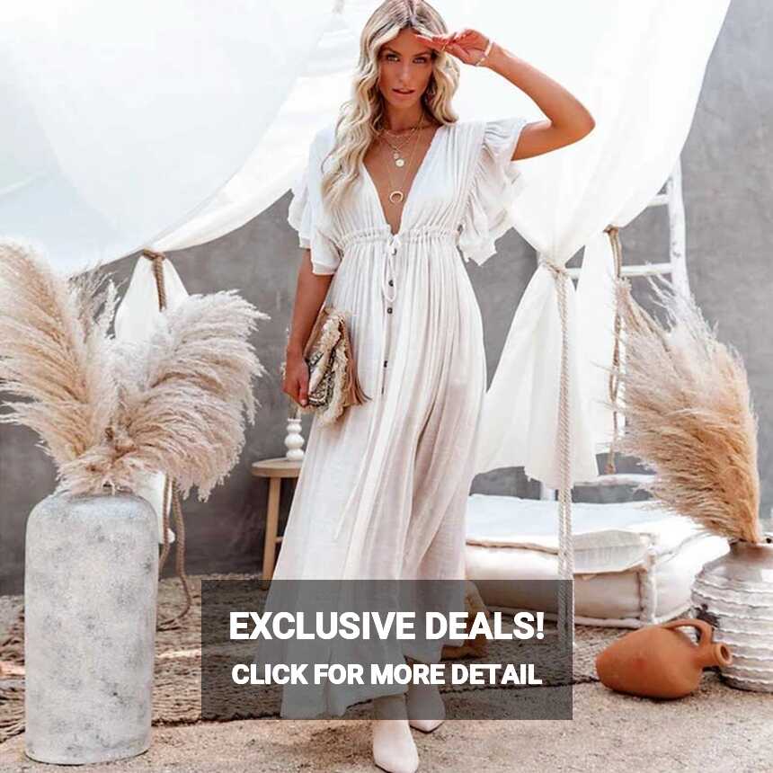 Summer Beach Boho Dress White | Beach Casual Dress Boho White ...