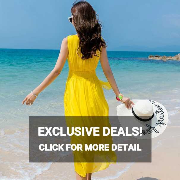 Summer Beach Dress Women Long Party Dress Yellow Vestidos ...