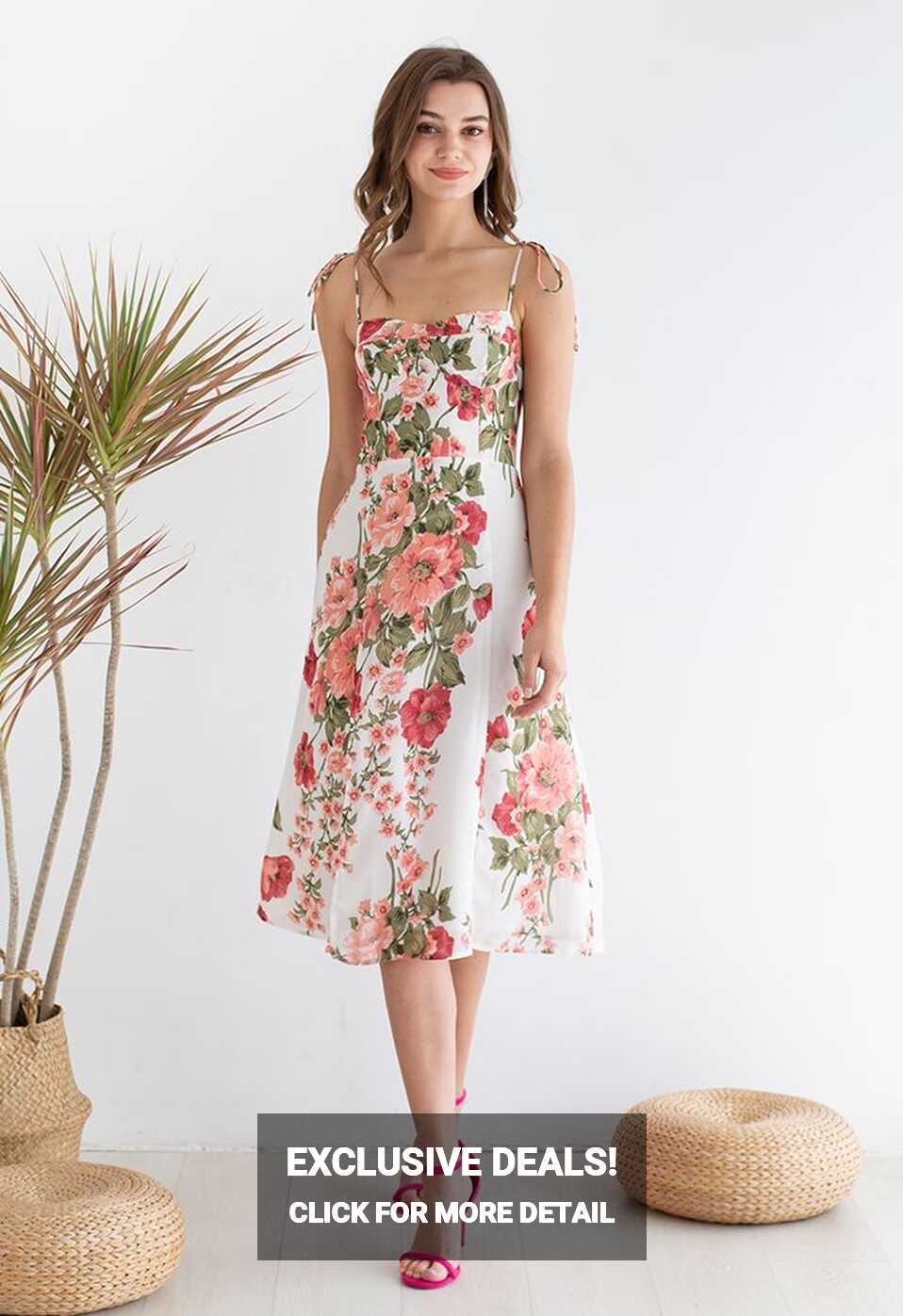 Summer Blossom Coral Floral Printed Cami Dress - Retro, Indie and ...