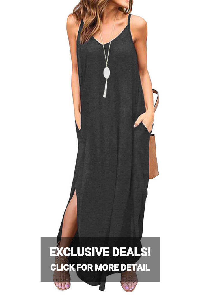 Summer Casual Loose Dress Beach Cover Up Long Cami Maxi Dresses ...