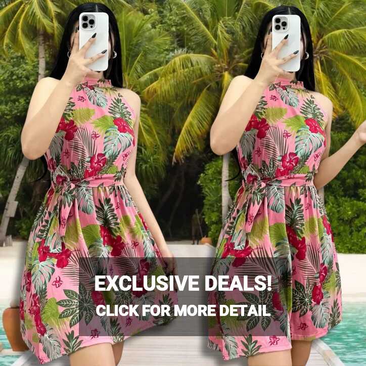 Summer Dress Casual Sleeveless Belted Waist For Womens Floral ...