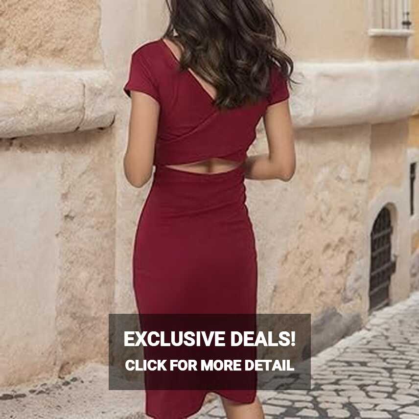 Summer Dress Women&#39;s Elegant Bodycon Dress Short Sleeve Casual ...