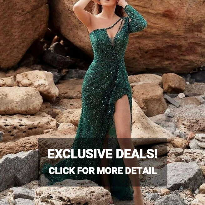 Summer Dress for Women Sexy Elegant One-shoulder Backless Sequin ...