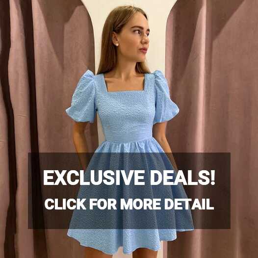 Summer Dresses Women 2023 French Square Neck Puff Sleeve Jacquard ...