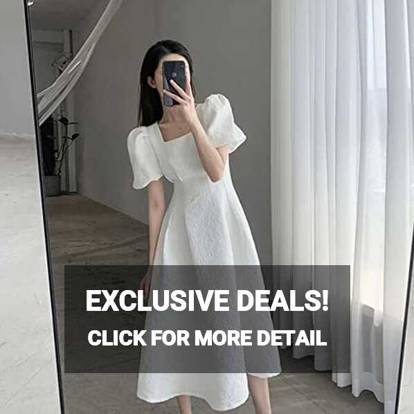 Summer Elegant Black Dress Fashion Square Neck Puff Ruffle Sleeve ...