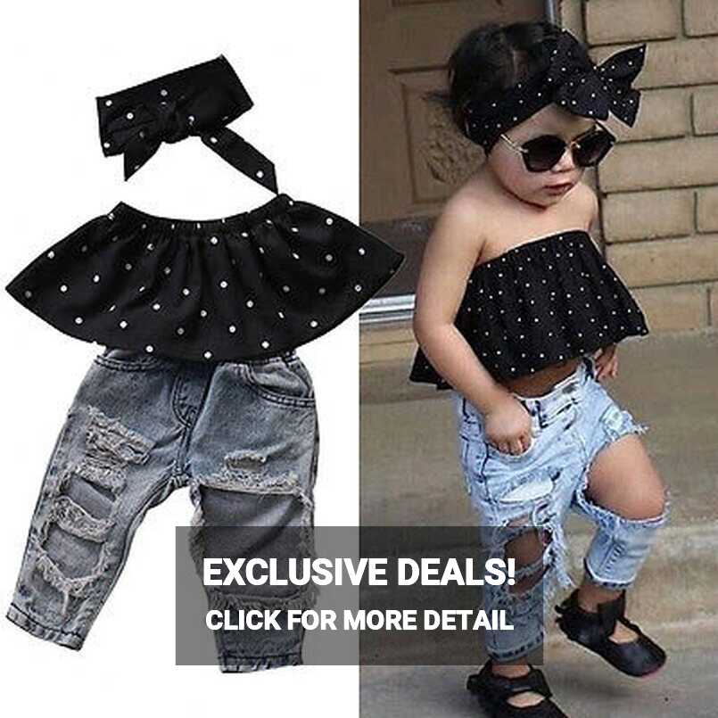 Summer Fashion Toddler Baby Girls Clothes Dot Sleeveless 3pcs Tops ...