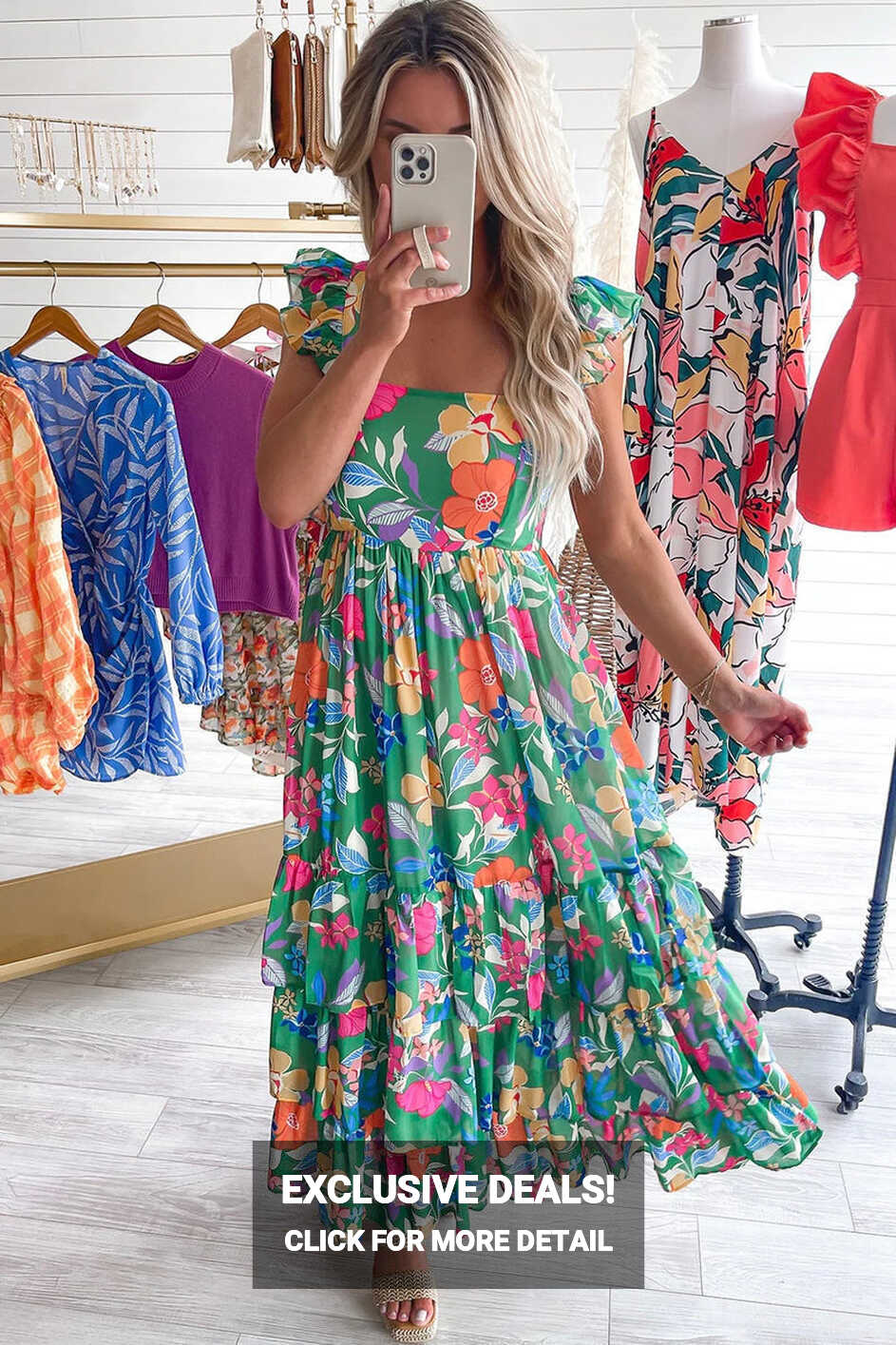 Summer Floral Print Ruffle Sleeveless Tiered Maxi Dress – LURE ...