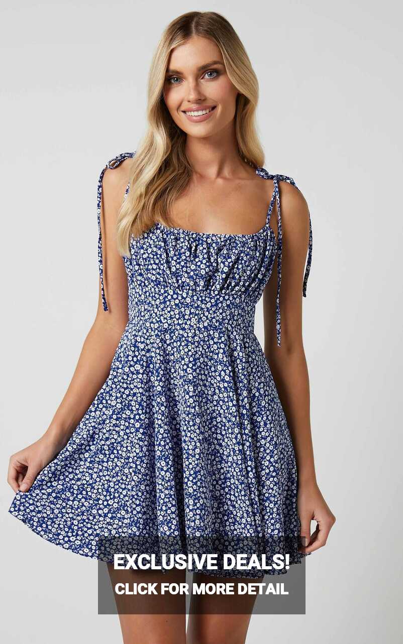 Summer Jam Mini Dress - Strappy Slip Dress in Blue Floral | Showpo