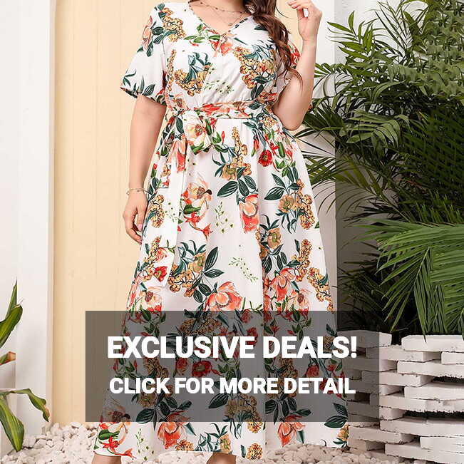 Summer Maxi Dress for Women 2023 Print Plus-Size Dress V-Neck ...