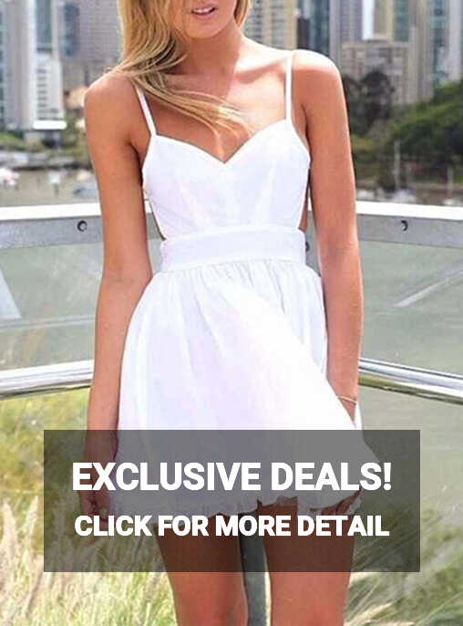 Summer Mini Dress - Solid White / Spaghetti Straps