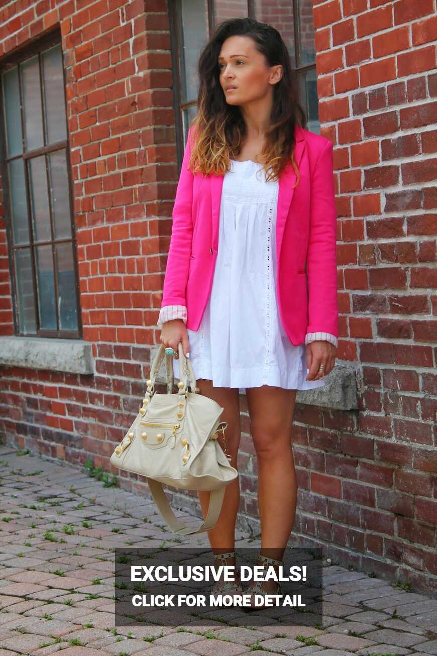 Summer Outfit: White Dress &amp; Hot Pink Blazer