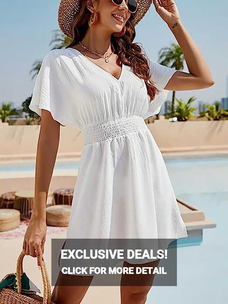 Summer Short Dress Women Beach White Sundress Female Holiday ...