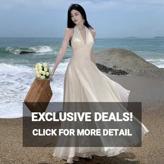 Summer Sleeveless Halter Long White Maxi Dress Elegant Tight Waist ...