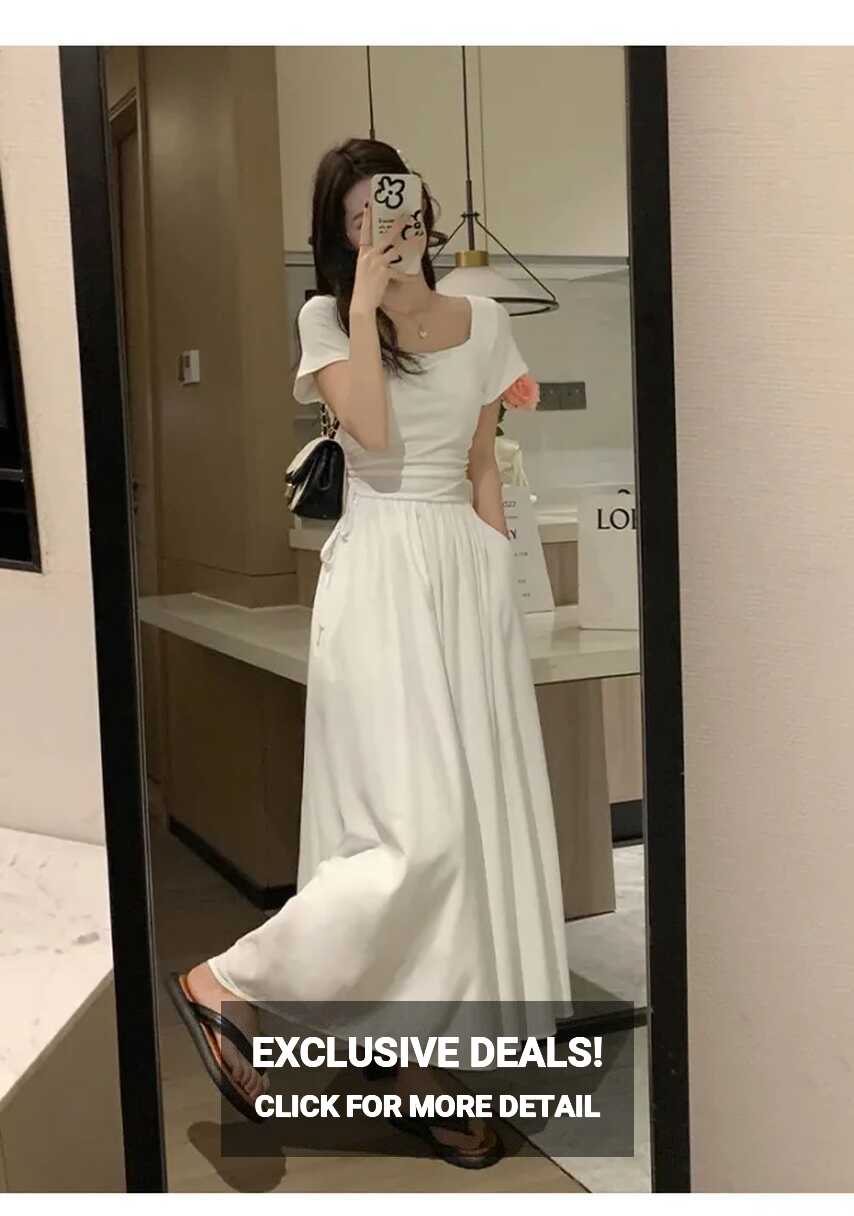 Summer Slim white dress for women Korean style party cute sweet ...