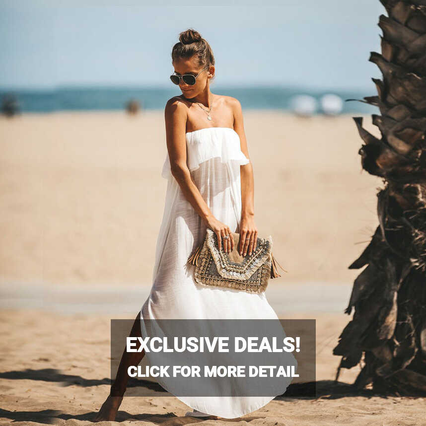 Summer White Rayon Loose Sexy Off Shoulder Beach Cover Up Dress ...