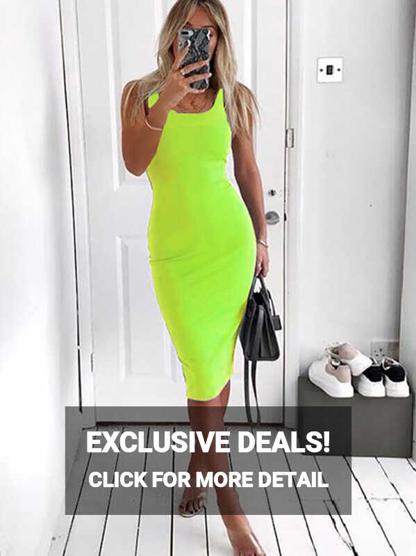 Summer Women Black Dresses Autumn Neon Green Sexy Bodycon ...