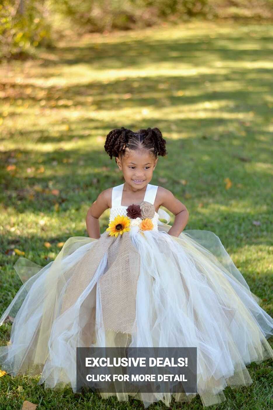 Sunflower &amp; Burlap Tutu Dress, Sunflower Flower Girls Dress, Fall ...