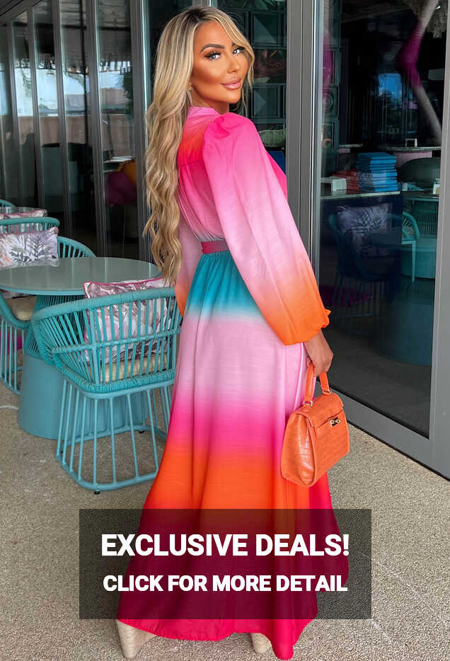 Sunset Sky Pink Ombre Long Sleeve Maxi Dress | Pink Boutique ...