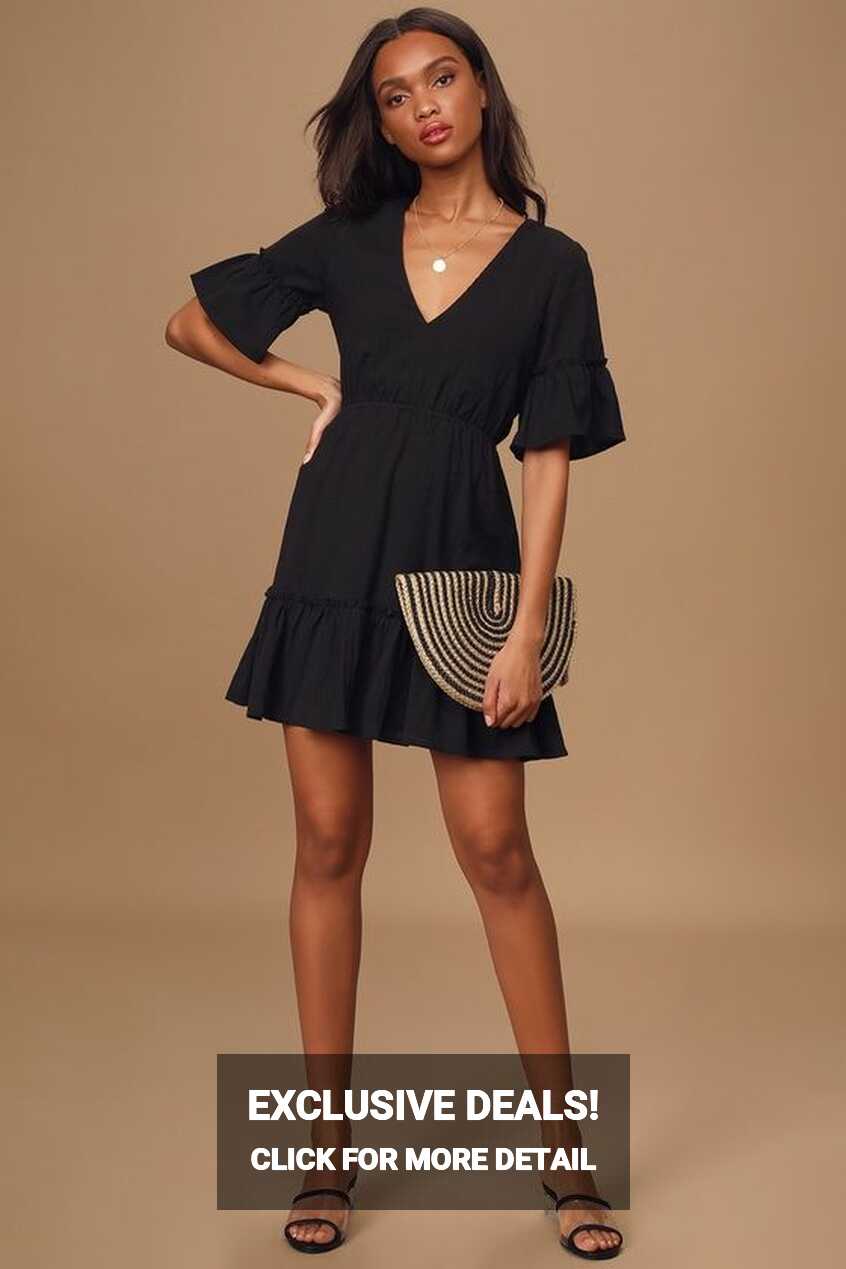 Sunshine Daydream Black Short Sleeve Cutout Mini Dress