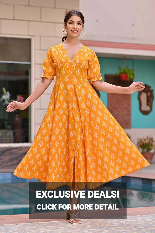 Sunshine Yellow Classy Cotton Dress – Hatheli