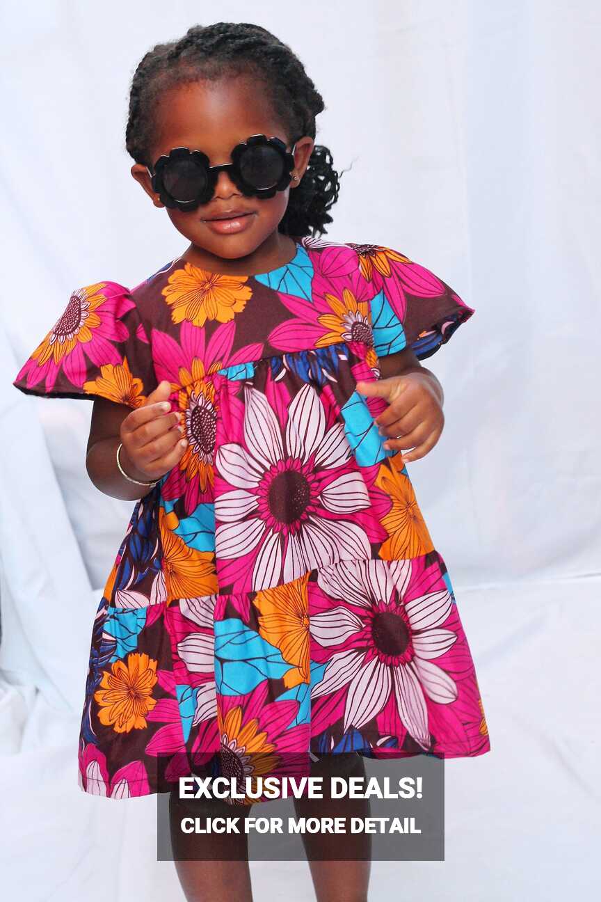 Super Colorful Fun and Comfy Girl Dress - Ankara - Elisamama