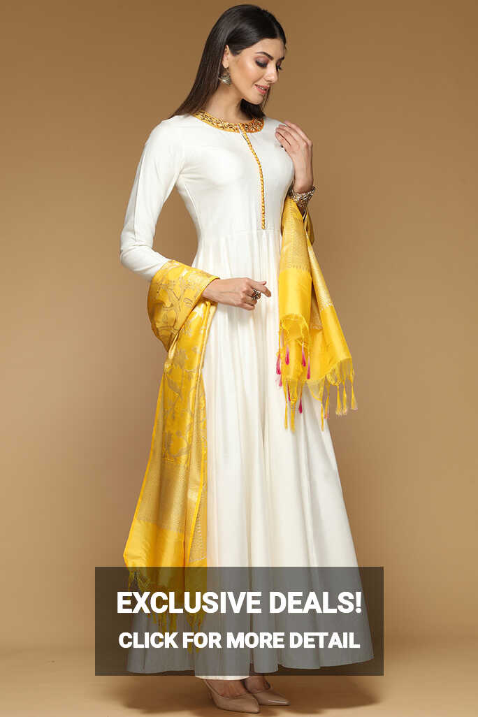 Super Elegant and Comfy White Indian Anarkali Suits | Andaaz ...