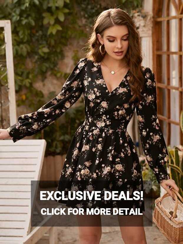 Surplice Neck Floral Dress