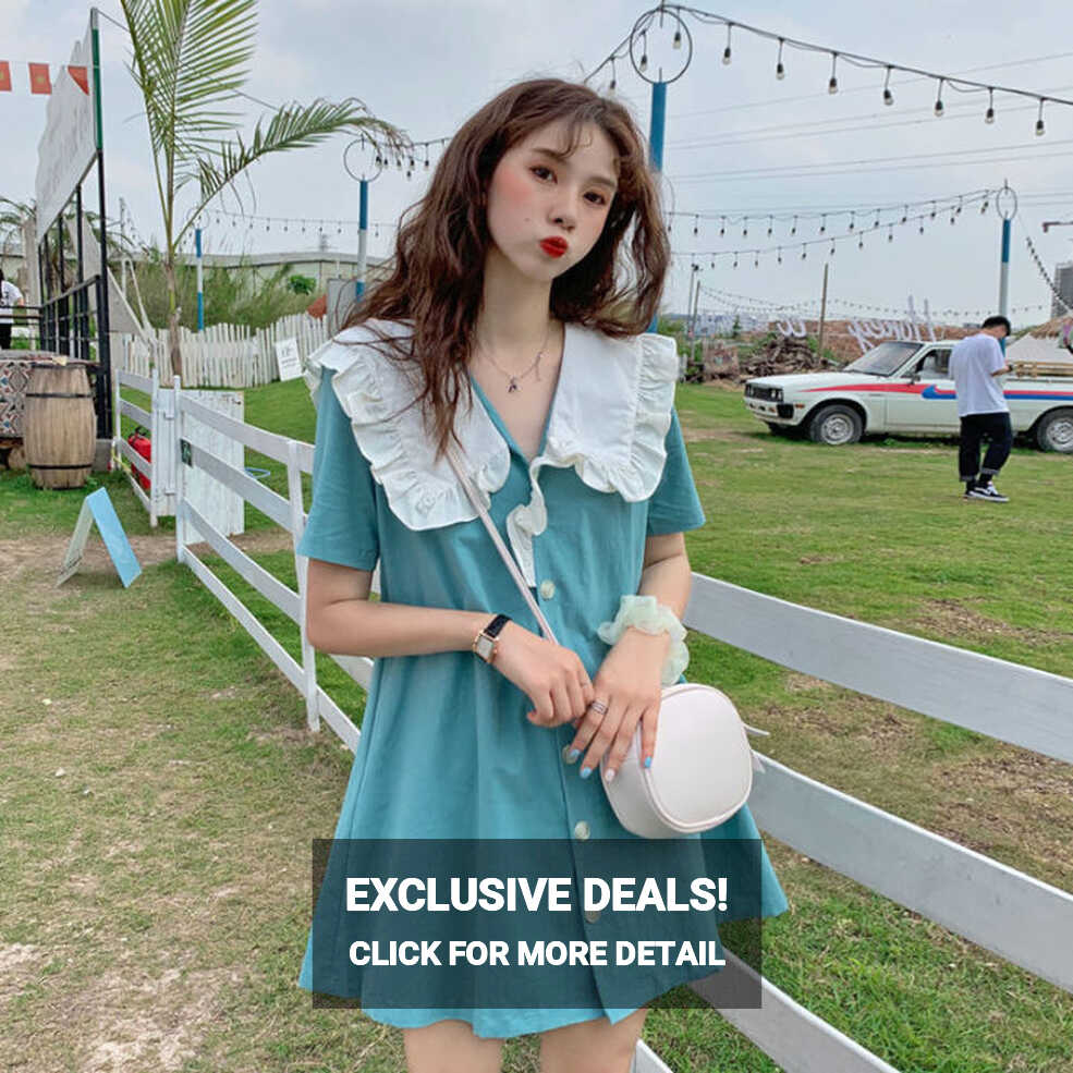 Sweet Lapel Dress for Girls Korean Style New Summer Tight Waist ...