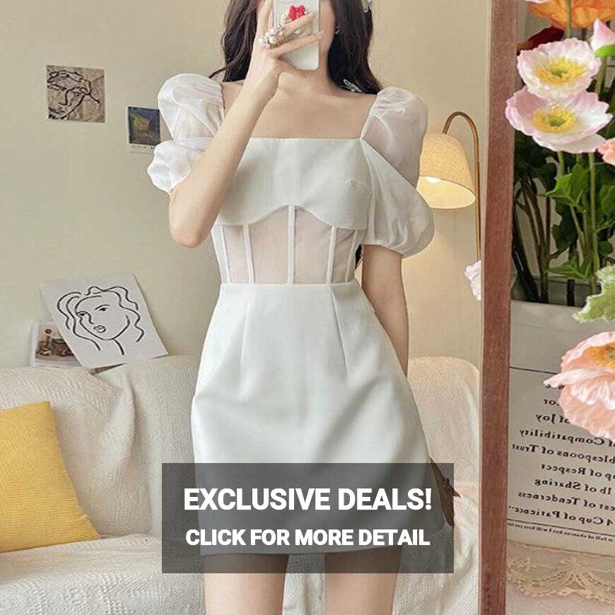 Sweet Princess Elegant Dress, Ladies White Korean Dress, Party ...