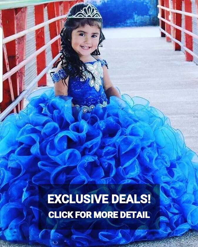 Sweet Royal Blue Ruffles Pageant Dress for Little Kids Ball Gown ...