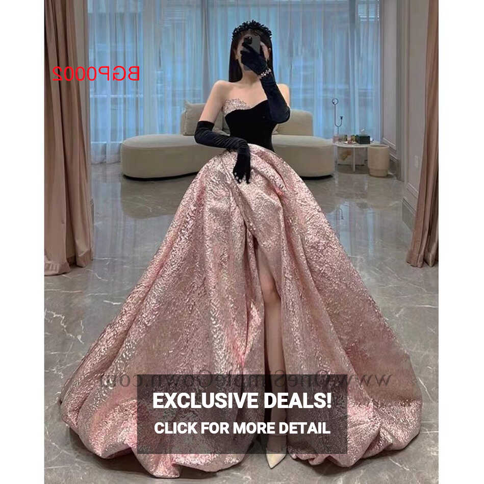 Sweetheart Black Top Pink Princess Event Ball Gown - OneSimpleGown.com