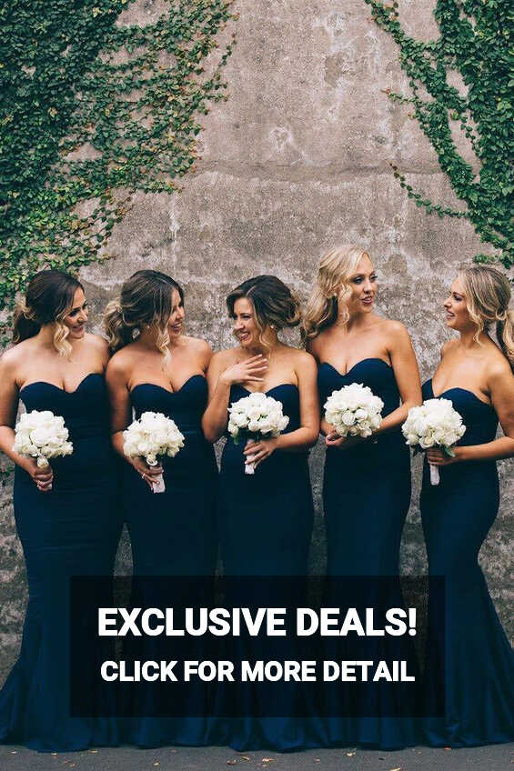 Sweetheart Navy Blue Mermaid Bridesmaid Wedding Party Dress ...