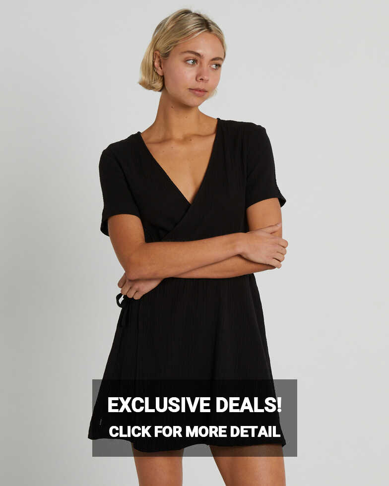 Swell Winnioa Wrap Mini Dress Black - Black | SurfStitch