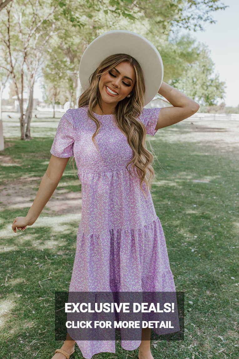 THE FOR THE LOVE OF FLORAL MIDI DRESS IN LAVENDER – Pink Desert