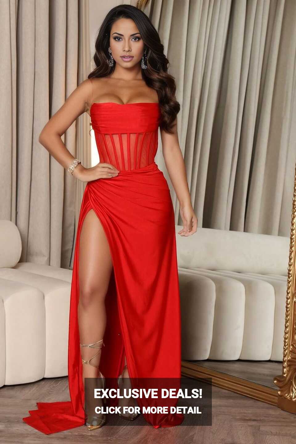 TILLEE | Strapless Corset Red Formal Dress – Envious Bridal &amp; Formal