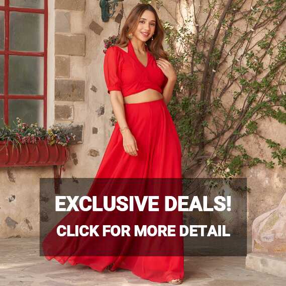 TOMATO RED CROP TOP WITH SKIRT