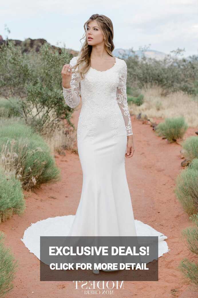 TR12023 Modest Wedding Dress Long Lace Sleeves | A Closet Full of ...