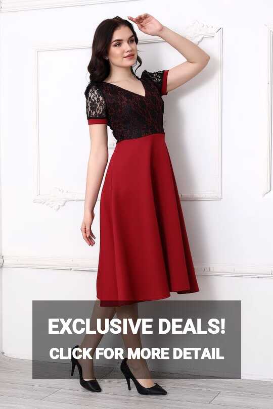 TREND Lace Top Short Sleeve Midi Dress - Trendyol