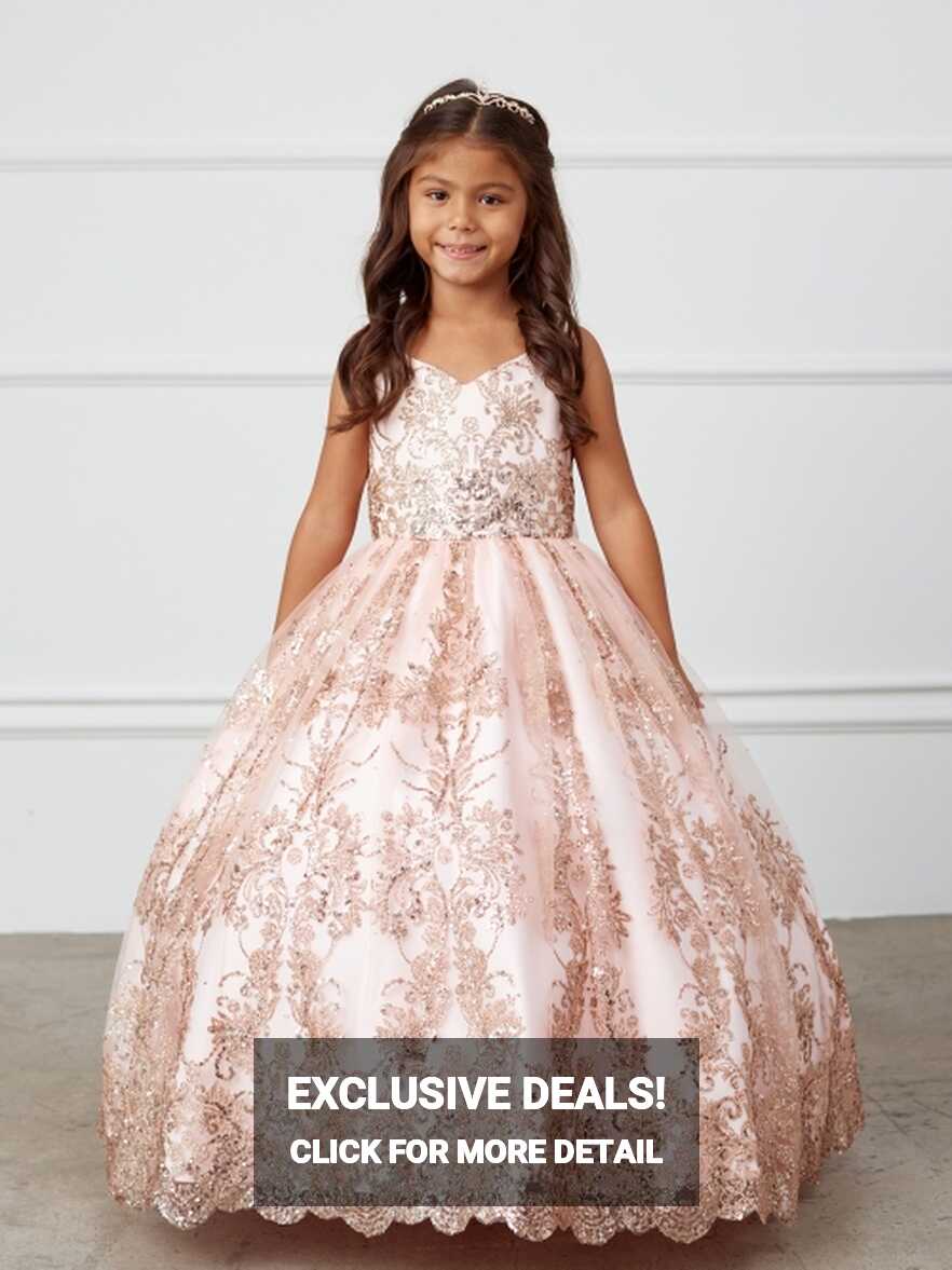 TT_7036BH - Blush Glitter Mesh Overlay Ball Gown - Tip Top Kids ...