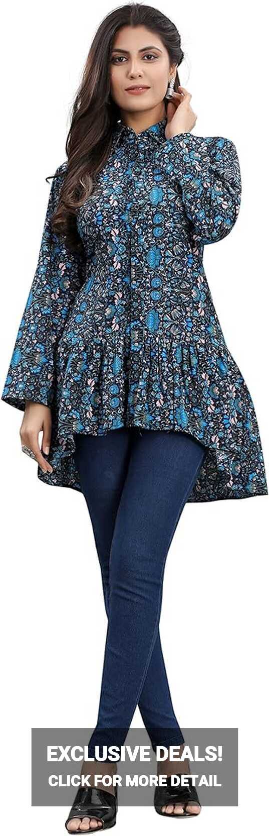 TWIFFY New Blue Floral Tops for Women Tops for Women Stylish ...