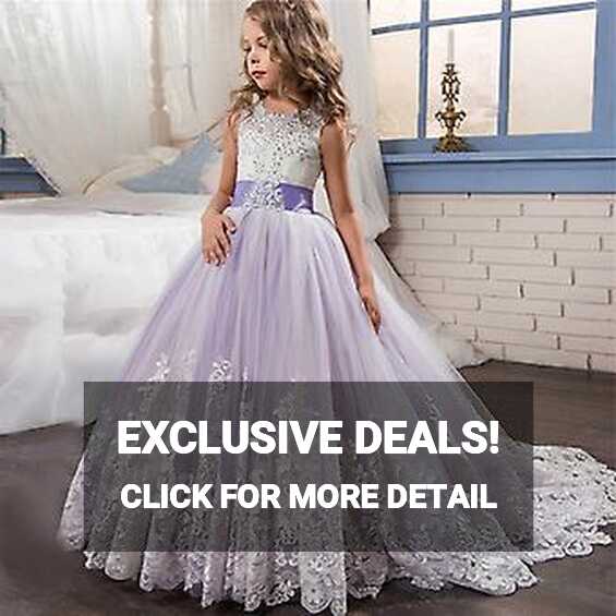 Tailing Girls Formal Dress White Bridesmaid Kids Clothes Children ...