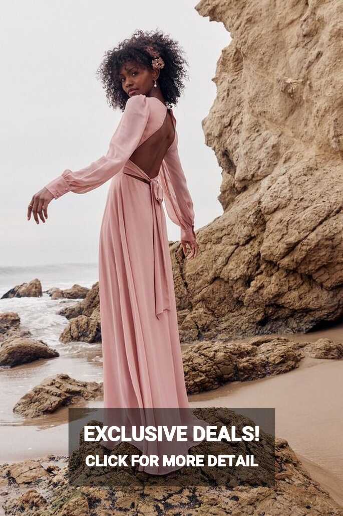 Talk About Divine Blush Long Sleeve Backless Maxi Dress