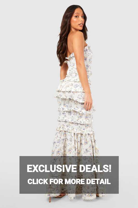 Tall Floral Ruffle Tiered Midaxi Dress | boohoo FI