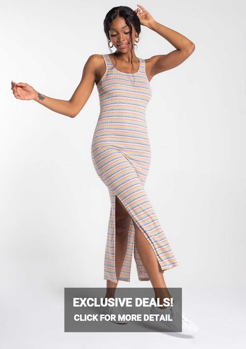 Tank Dress - Striped Ribbed Knit Dress | LOVESTITCH