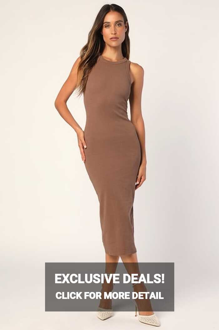 Taupe Bodycon Dress - Bodycon Midi Dress - Sleeveless Bodycon - Lulus