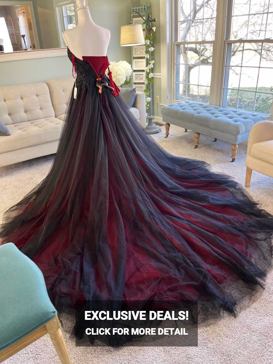 Taylor Dark Red and Black Wedding Dress, Ombre Colored Wedding ...