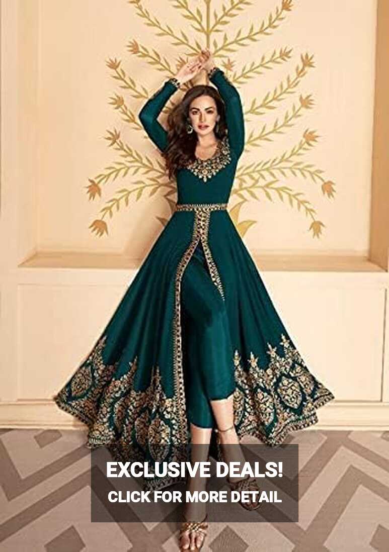 Teal Blue.Designer Indian/Pakistani Women Party Wear Long A-Line ...