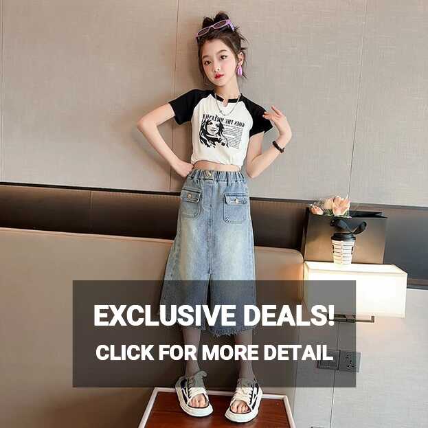 Teen Girls Summer Clothes 2023 Split Blue Denim Skirts 8 10 12 13 ...