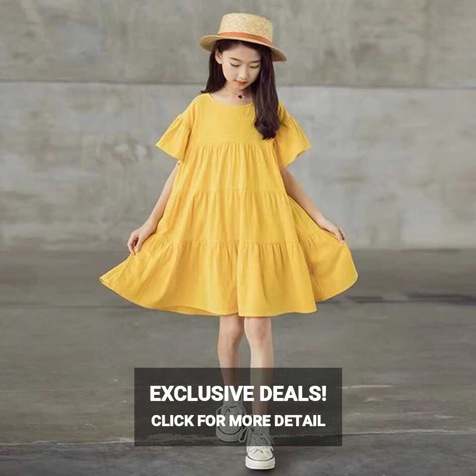 Teenage Girls Dresses Summer 2023 Fashion Children Cute Loose ...